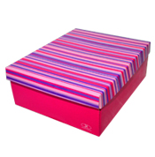caja rayada rosa